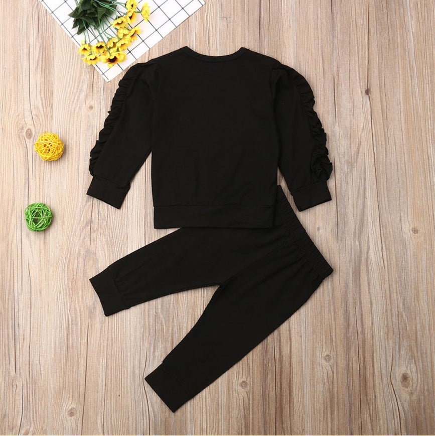 Ruffled Sweatshirt and Pants Set