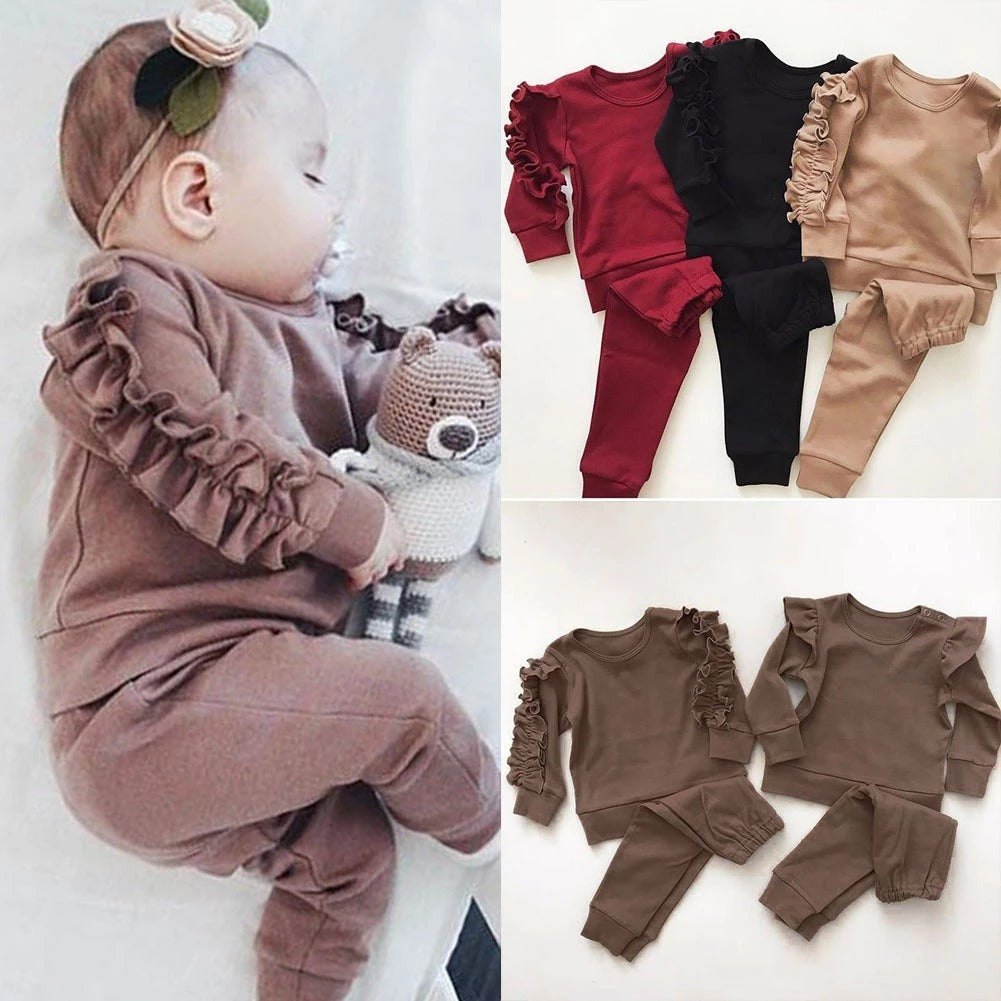 Ruffled Sweatshirt and Pants Set