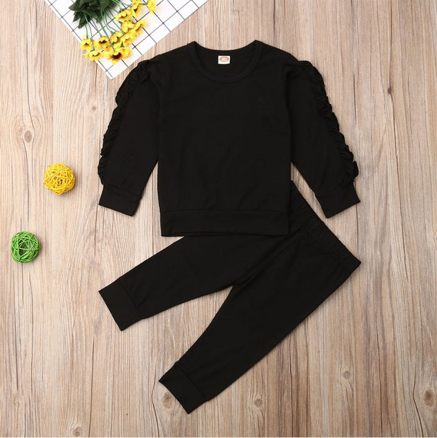 Ruffled Sweatshirt and Pants Set