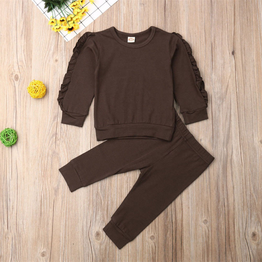 Ruffled Sweatshirt and Pants Set