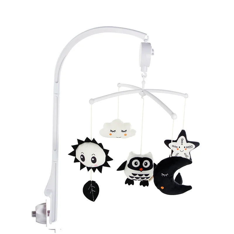Black and White Animal Crib Mobile with Music
