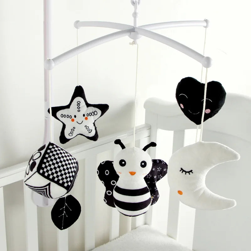 Black and White Animal Crib Mobile with Music