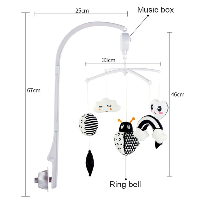 Black and White Animal Crib Mobile with Music