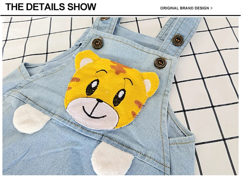 Cute Tiger Denim Baby Jumpsuit