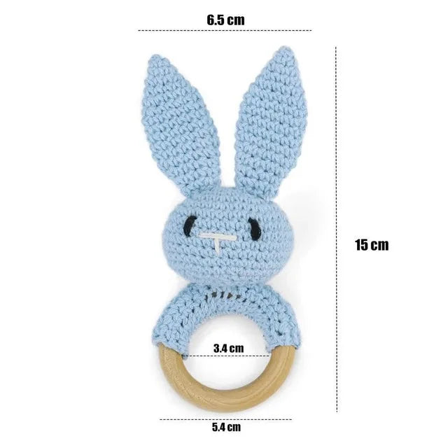 Crochet Animal Rattle Bracelet and Wooden Teethe