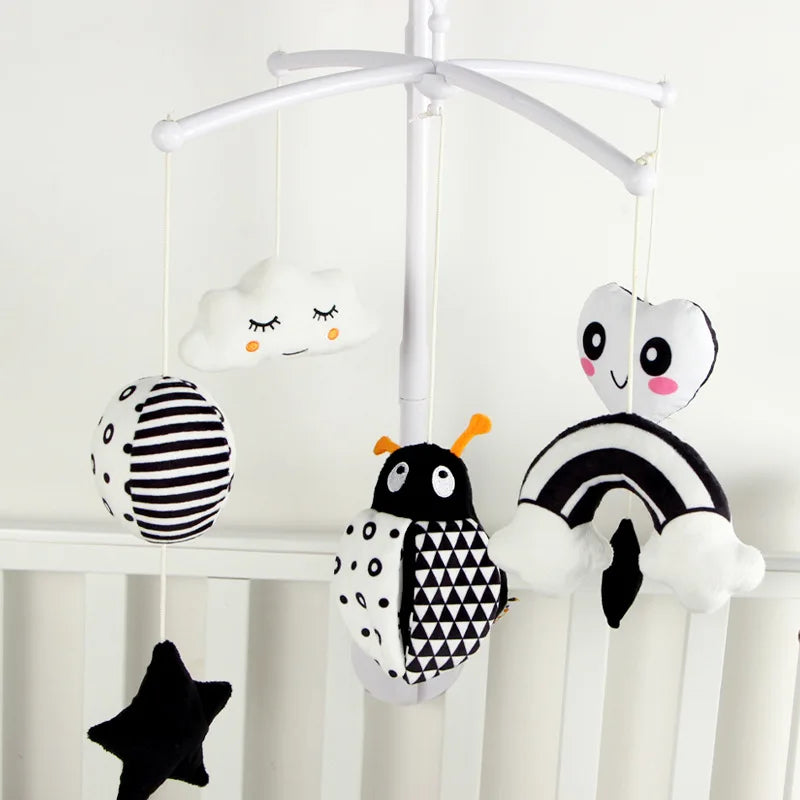 Black and White Animal Crib Mobile with Music