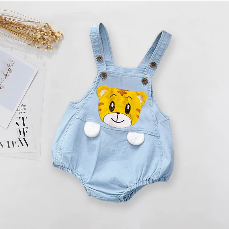 Cute Tiger Denim Baby Jumpsuit