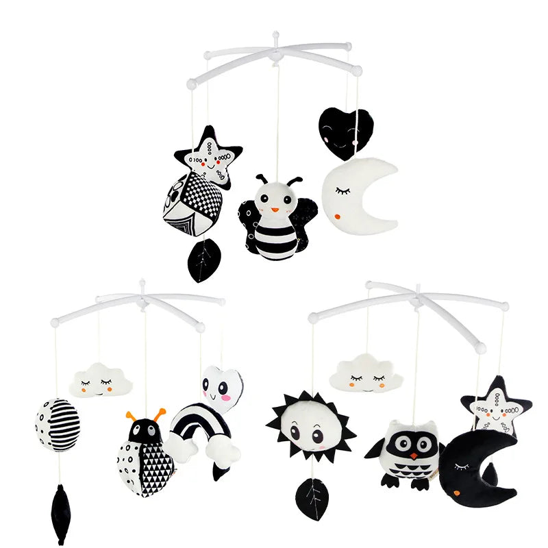 Black and White Animal Crib Mobile with Music