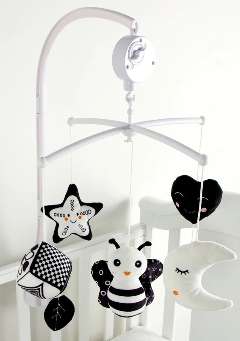 Black and White Animal Crib Mobile with Music