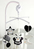 Black and White Animal Crib Mobile with Music