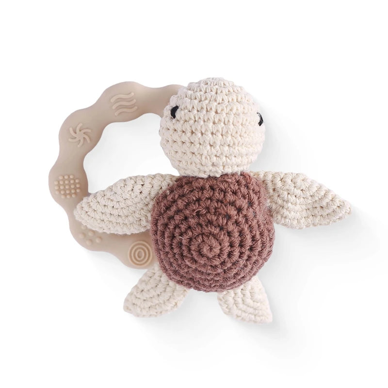 Crochet Animal Rattle Bracelet and Wooden Teethe