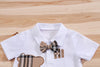 2-Piece Baby Outfit – Cute Plaid Bear Bodysuit and Suspender Shorts
