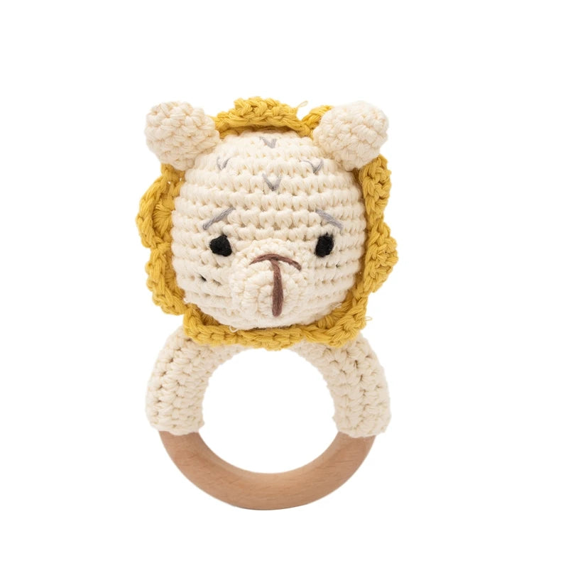 Crochet Animal Rattle Bracelet and Wooden Teethe