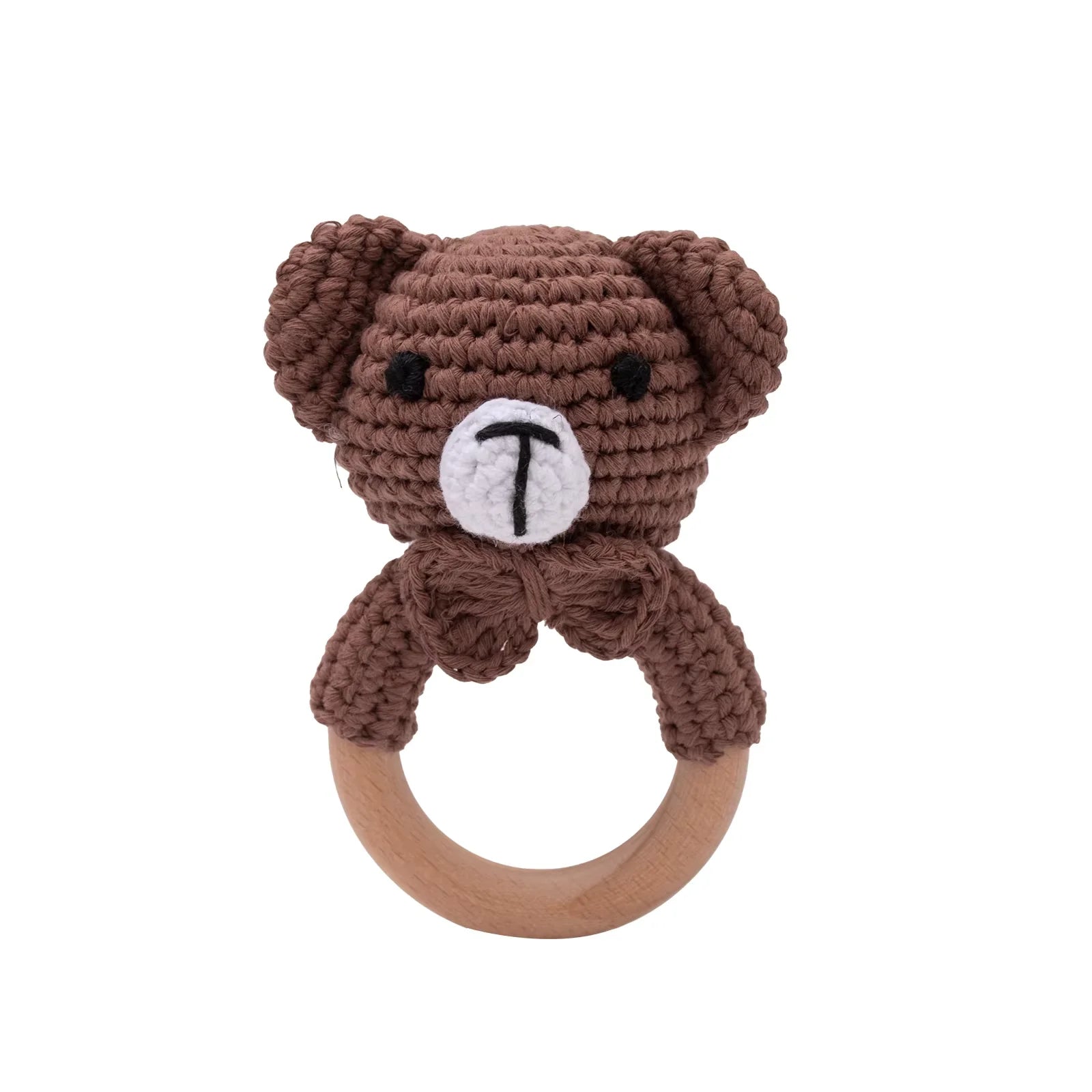 Soft Crochet Baby Rattle &amp; Wooden Teether
