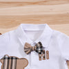 2-Piece Baby Outfit – Cute Plaid Bear Bodysuit and Suspender Shorts
