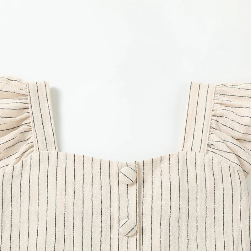Striped Flutter Sleeve Summer Set