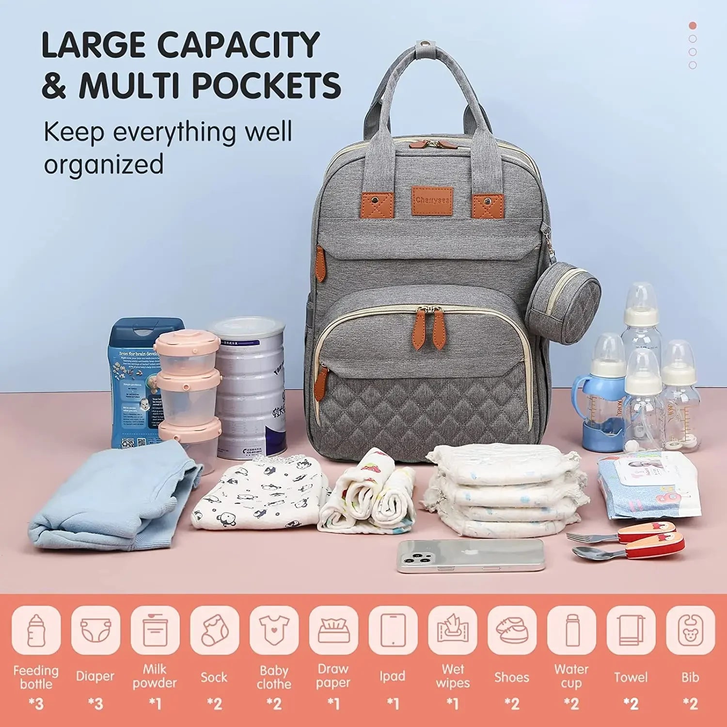 3-in-1 Diaper Backpack with Foldable Baby Bed & USB