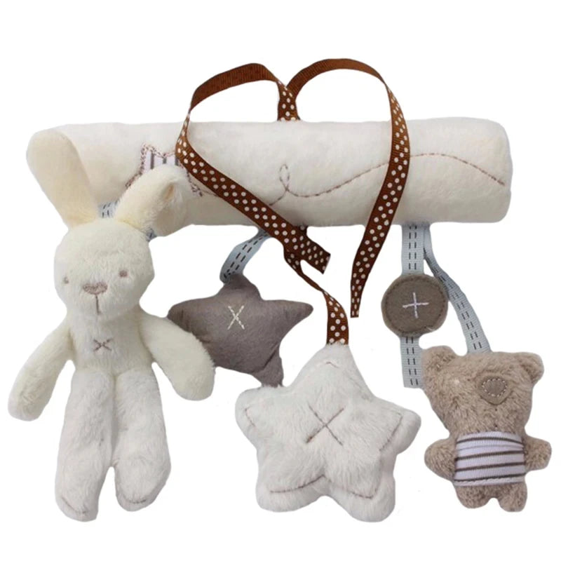 Rabbit Hand Bell Soft Hanging Baby Plush Toy for Car Seat and Stroller