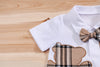 2-Piece Baby Outfit – Cute Plaid Bear Bodysuit and Suspender Shorts