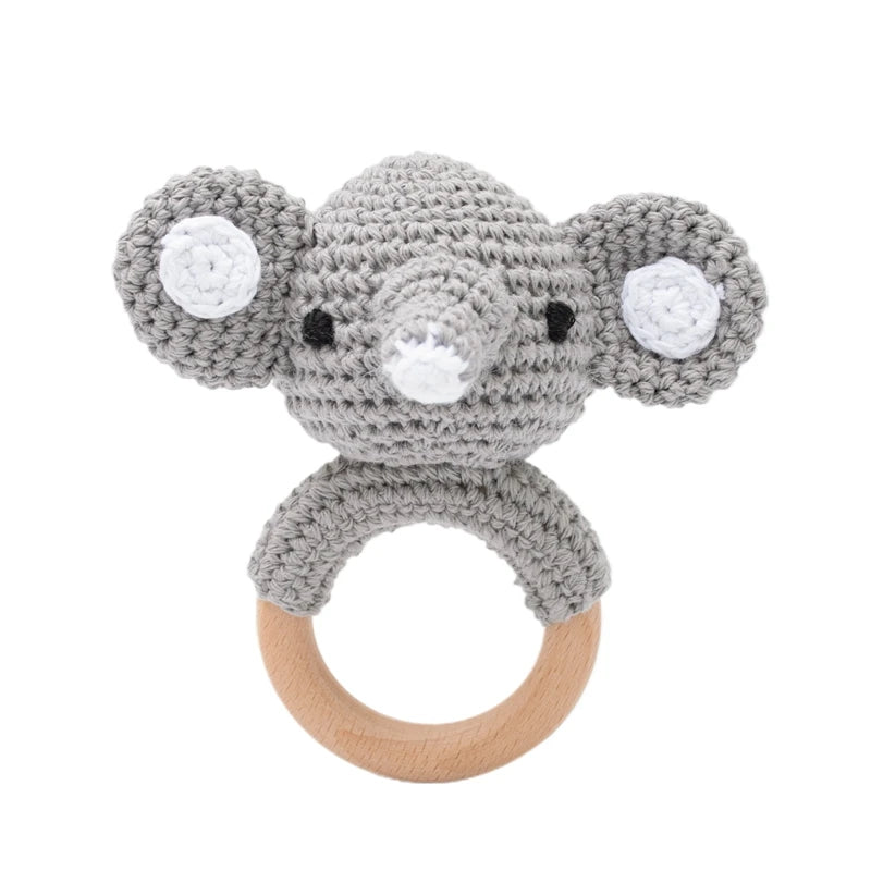 Crochet Animal Rattle Bracelet and Wooden Teethe