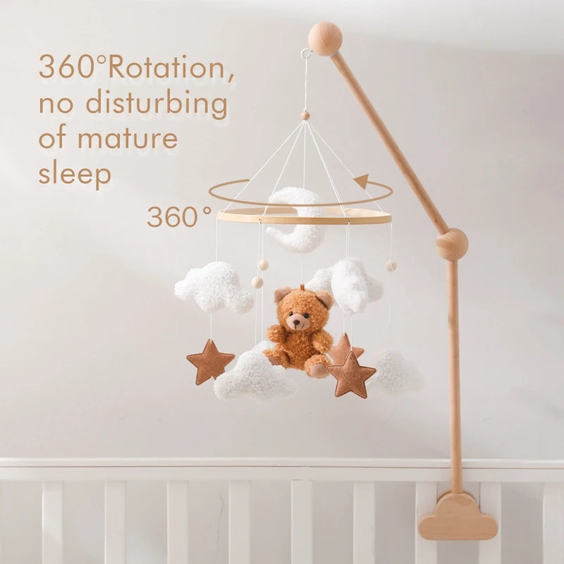 Wooden Baby Crib Mobile with Music Box