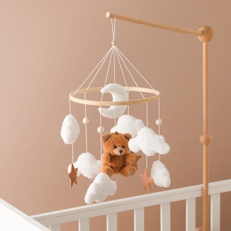 Wooden Baby Crib Mobile with Music Box