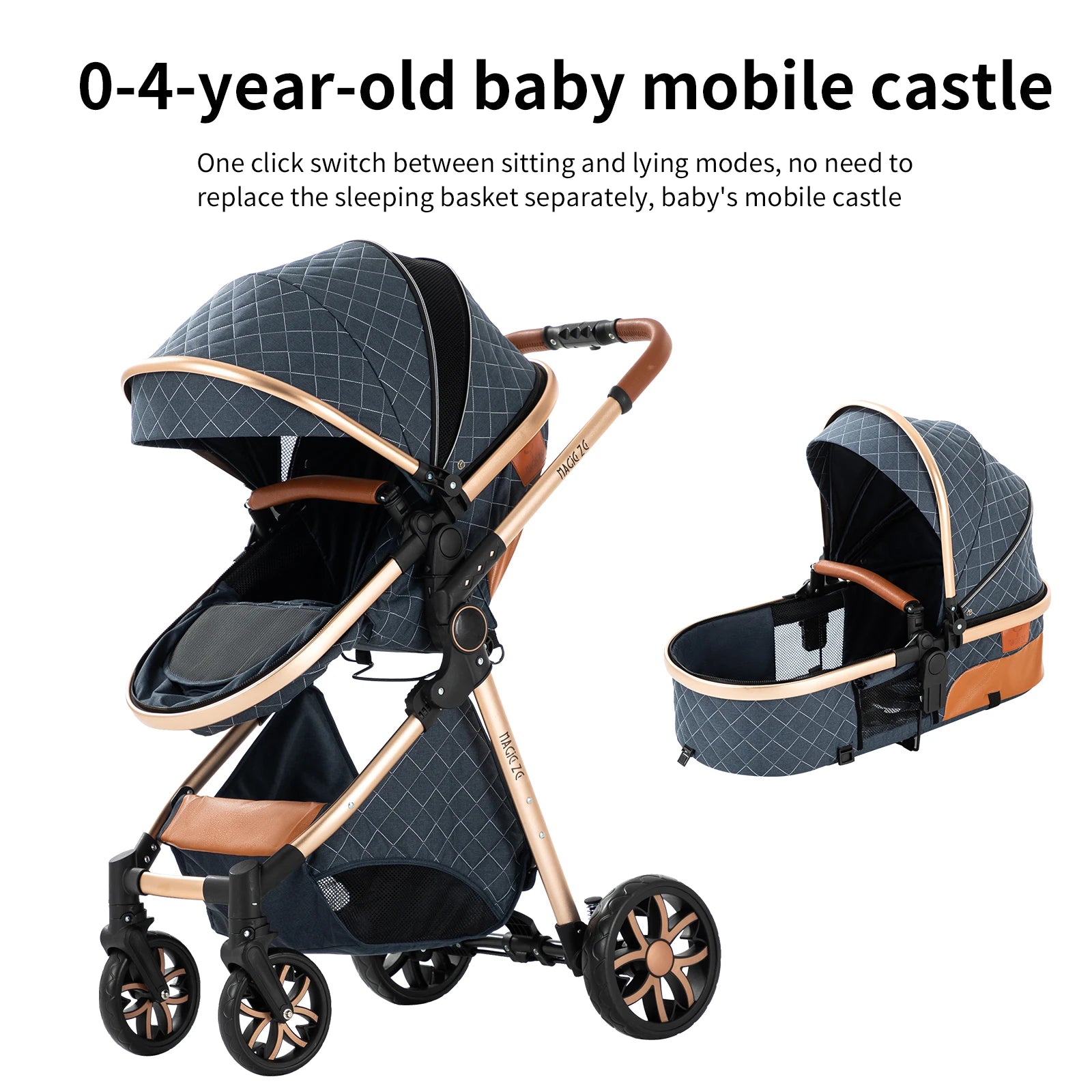 3-in-1 Foldable Luxury Baby Stroller