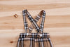 2-Piece Baby Outfit – Cute Plaid Bear Bodysuit and Suspender Shorts