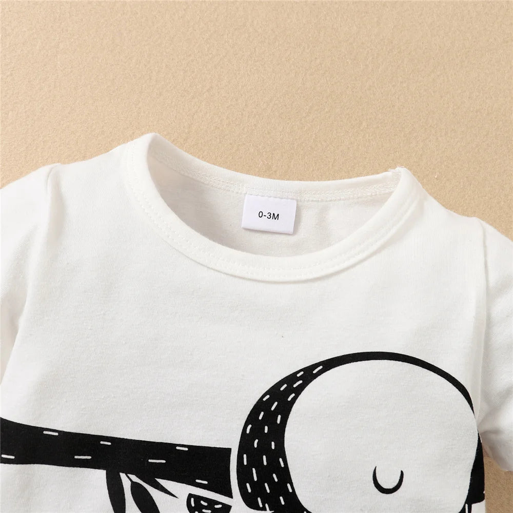 Panda-Themed Baby Romper and Hat Set