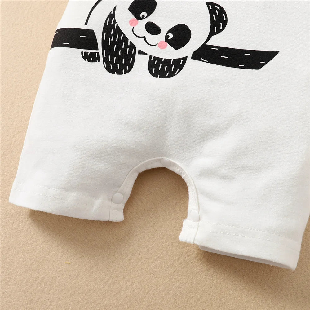 Panda-Themed Baby Romper and Hat Set