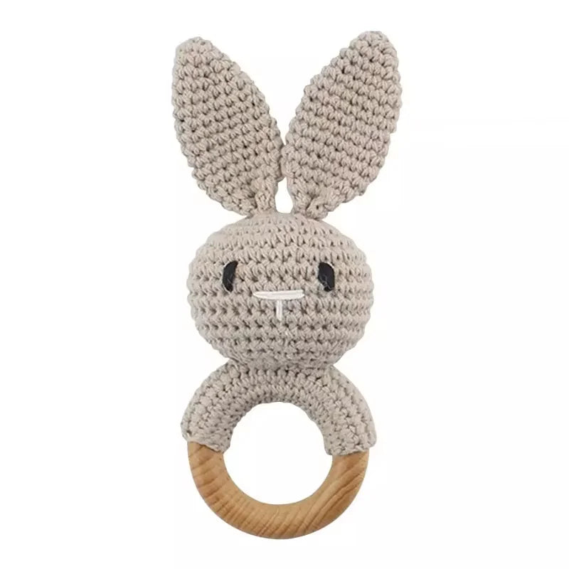Soft Crochet Baby Rattle &amp; Wooden Teether