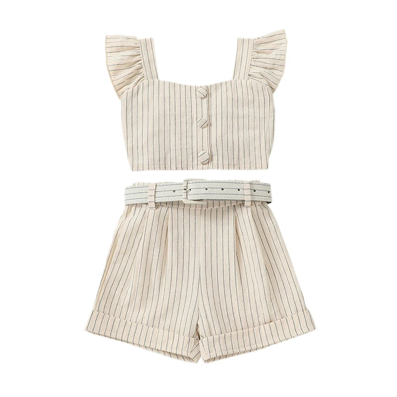 Striped Flutter Sleeve Summer Set