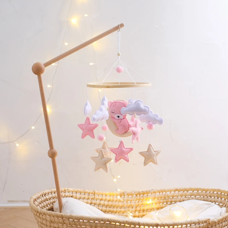 Wooden Baby Crib Mobile with Music Box