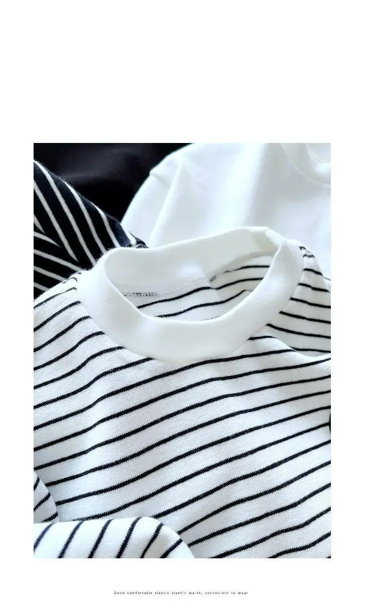 Striped Long Sleeve Cotton Tee for Kids and Toddlers