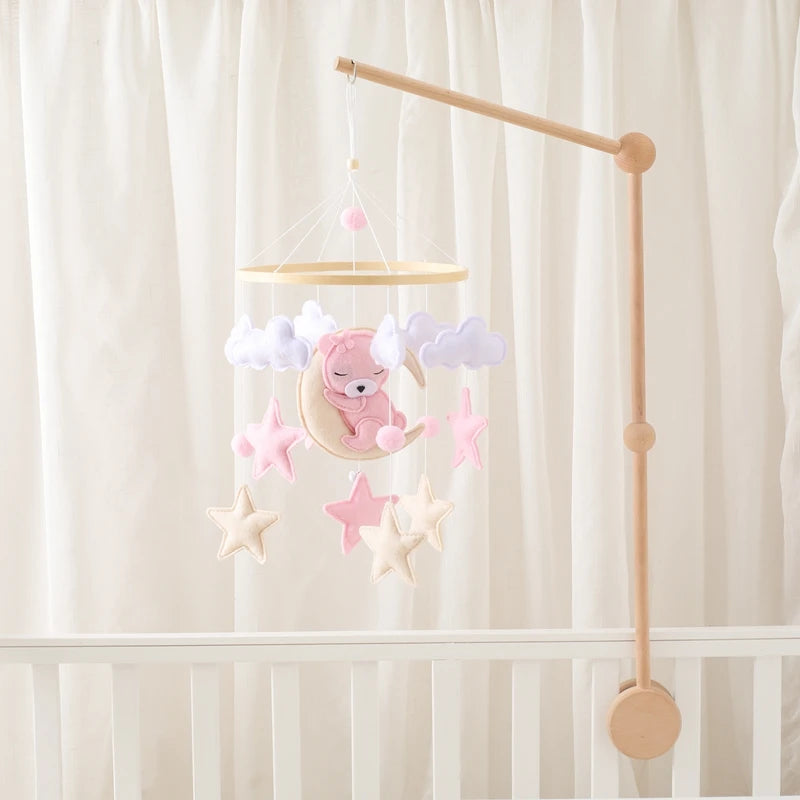 Wooden Baby Crib Mobile with Music Box