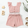 Striped Flutter Sleeve Summer Set