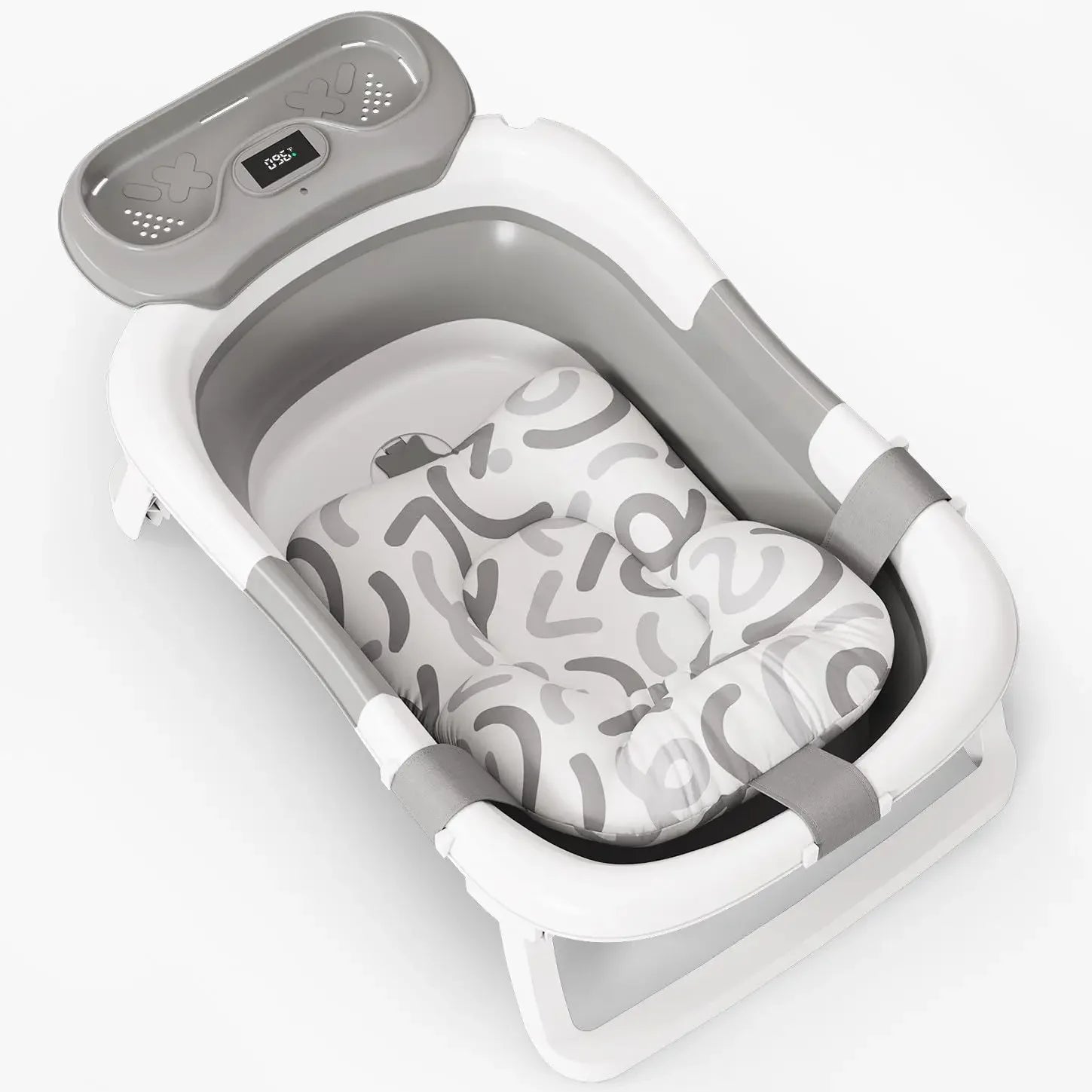Smart Foldable Baby Bathtub with Temp Sensor & Storage – Perfect for Travel