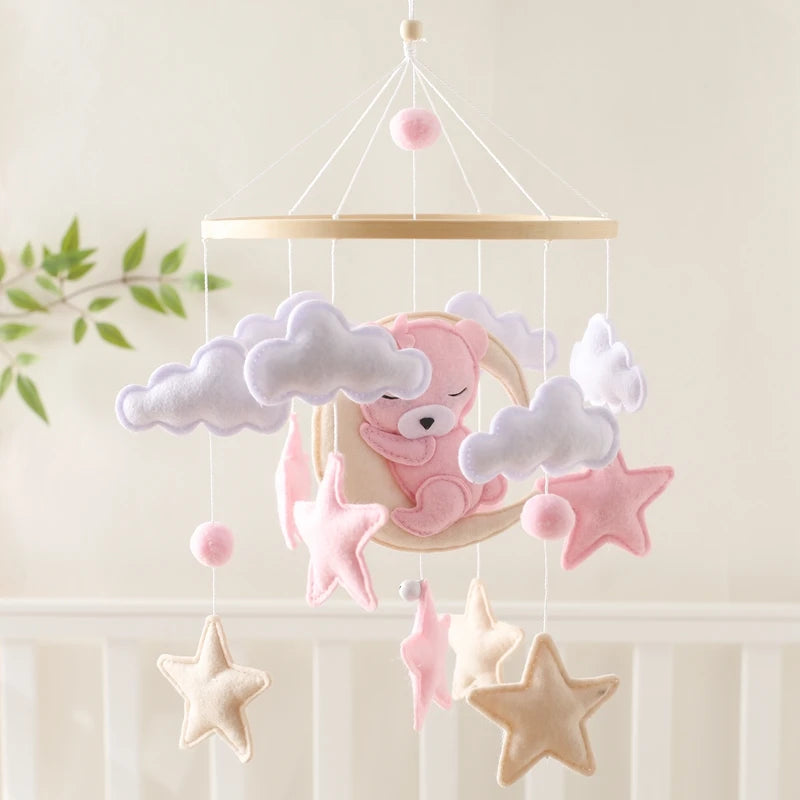 Wooden Baby Crib Mobile with Music Box