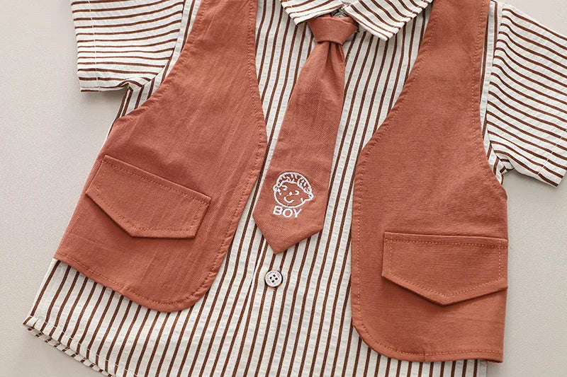 Summer Cotton Shirt and Shorts Outfit Set for Toddlers