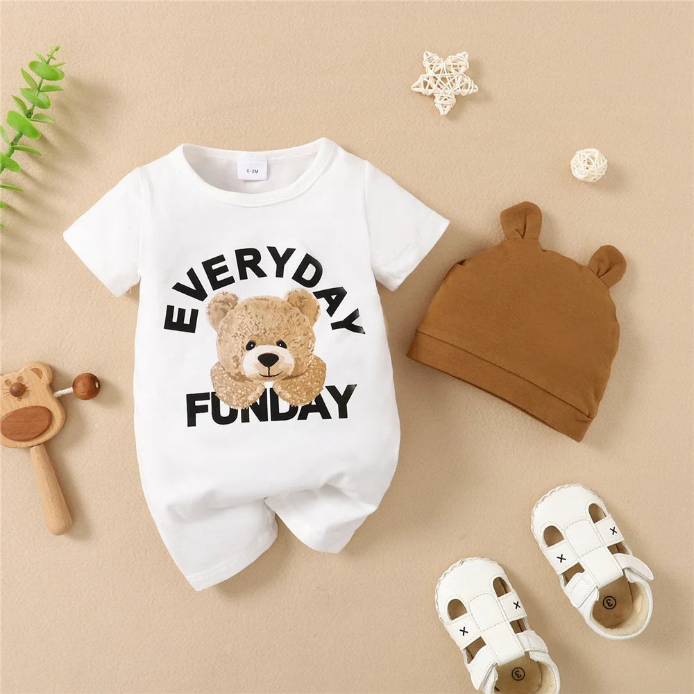 Panda-Themed Baby Romper and Hat Set