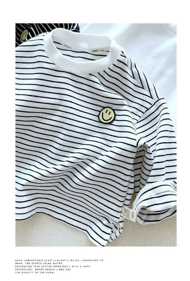 Striped Long Sleeve Cotton Tee for Kids and Toddlers