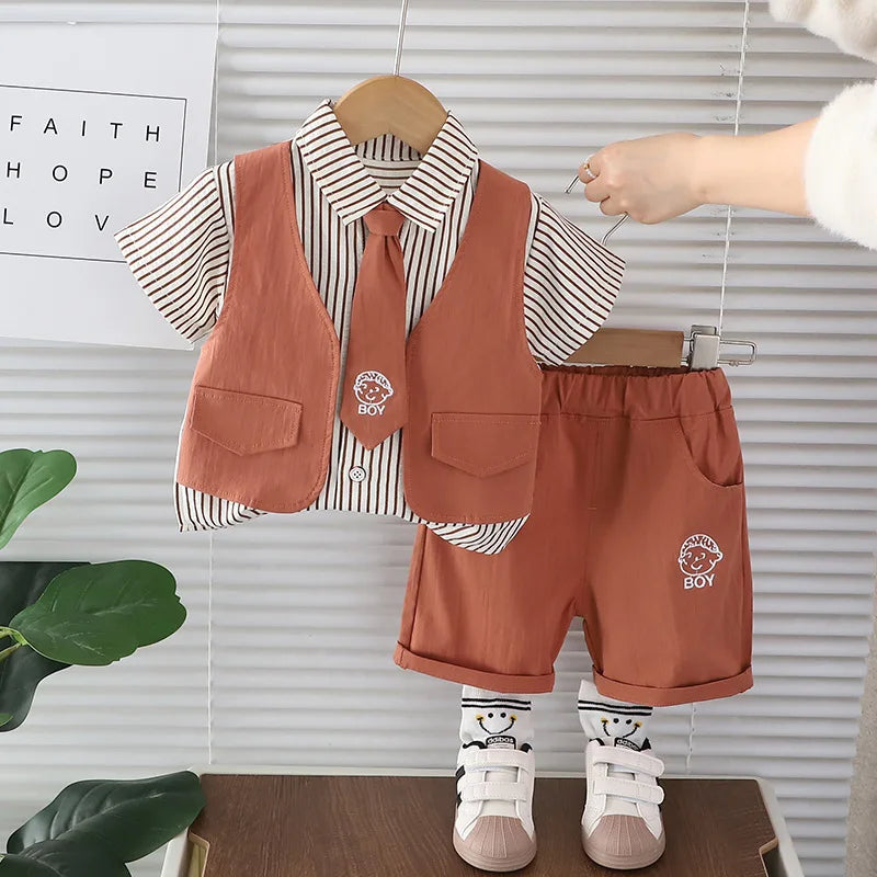 Summer Cotton Shirt and Shorts Outfit Set for Toddlers