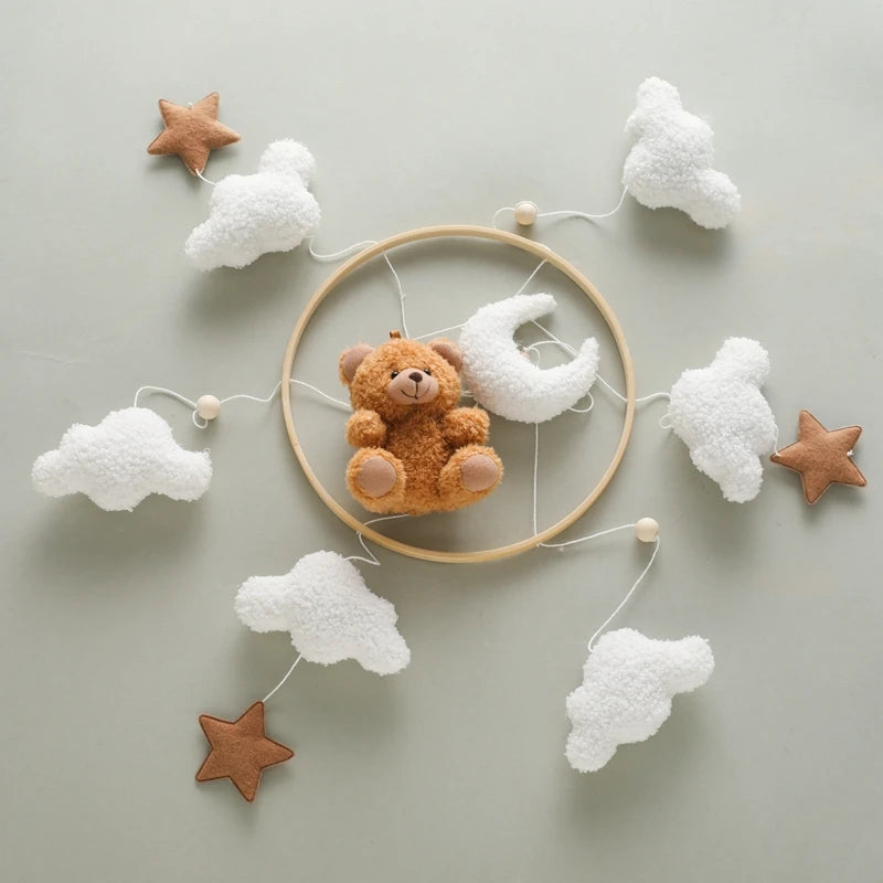 Wooden Baby Crib Mobile with Music Box
