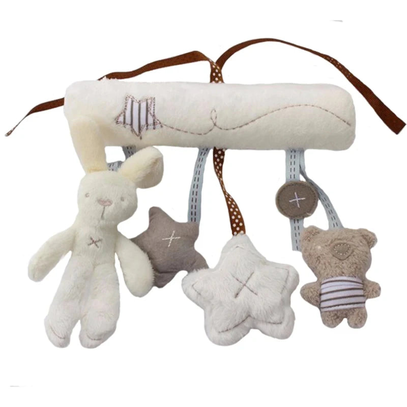 Rabbit Hand Bell Soft Hanging Baby Plush Toy for Car Seat and Stroller