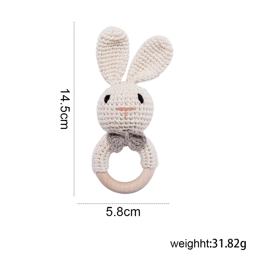 Soft Crochet Baby Rattle &amp; Wooden Teether