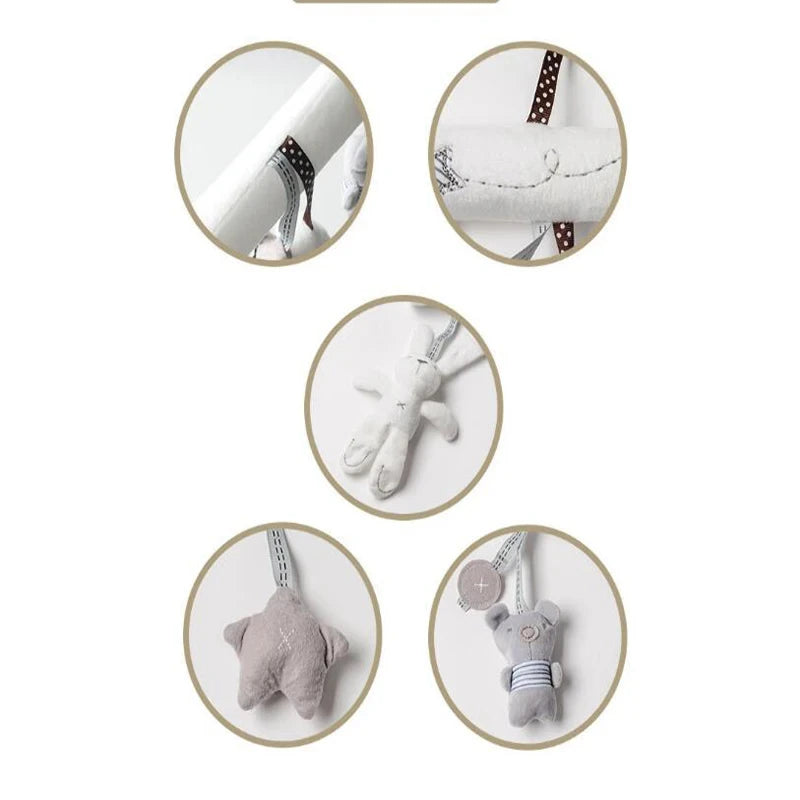 Rabbit Hand Bell Soft Hanging Baby Plush Toy for Car Seat and Stroller