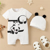 Panda-Themed Baby Romper and Hat Set