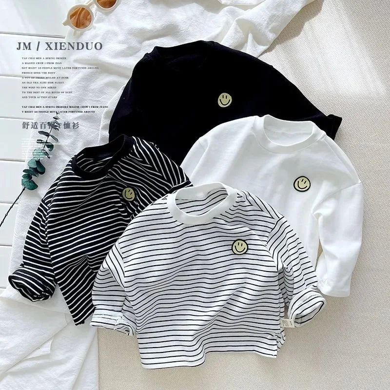 Striped Long Sleeve Cotton Tee for Kids and Toddlers