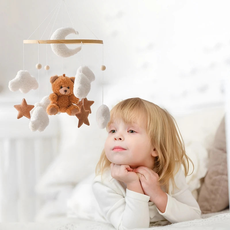 Wooden Baby Crib Mobile with Music Box