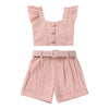 Striped Flutter Sleeve Summer Set